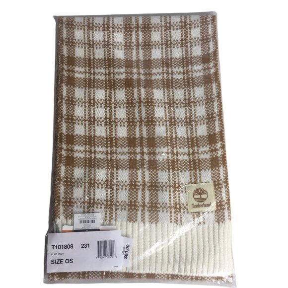 Timberland Scarf Buffalo Plaid Beige Fall Cozy Soft - Picture 3 of 6